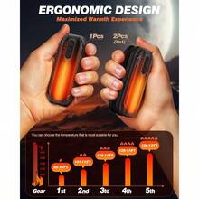 Rechargeable Hand Warmers 2 Pack - 6000mAh AI Handwarmers With Flashlight 5 Level, 20Hrs Long Lasting, 2 In 1 Portable Heater, Women/Men/Camping/Hunting - Black - View 3