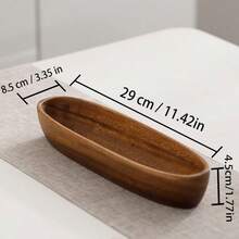 1个优雅椭圆形木质托盘 | 可微波炉加热，多功能，适用于沙拉、甜点、水果、坚果和零食，抛光表面 - 适合厨房装饰和桌面摆放，圣诞限量版 - 1件 - 查看 7