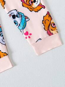 Paw Patrol 两件套汪汪队女孩套装，儿童睡衣家居服，可爱狗狗卡通印花粉色圆领长袖T恤和抽绳裤，适合日常、居家、度假、圣诞礼物 - 淺粉色 - 查看 6