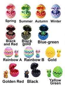 4/5pcs 3D Printed Crystal Little Dragon Egg Set, Flip Cute Little Dragon Realistic Dragon Egg, Creative Model Decoration, Suitable For Home And Office Decoration, The Best Toy Craft Gift For Men And Women(Random Eye Color) - Multicolor - View 11