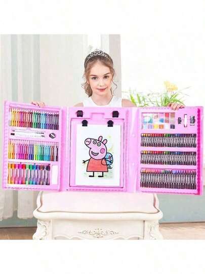 Watercolor Pens, Art Painting Tools, Crayons, Stationery Gift Painting Set, Writing Tools, School Supplies (Box Color And Pattern Randomly Shipped), Watercolor Pen Set, Painting Tool Set, Colored Pencils, Crayons, Oil Pastels, Color Paint Blocks, Art Drawing Box, Colored Markers, Full Brush Set, Gift Box, Colorful Childhood Oil Painting, Colored Artwork