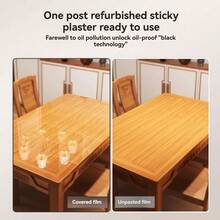 1 Roll Transparent Tabletop Protection Film, Waterproof, Oil-Resistant, Heat-Resistant (450°F), Self-Adhesive Cover Suitable For Kitchen, Cabinets, Tables, Furniture And Marble Surfaces - Multicolor - View 3