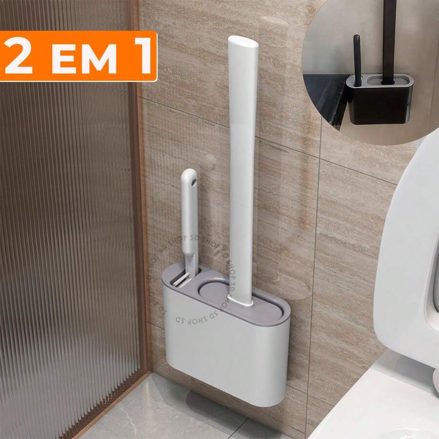 2-In-1 Silicone Toilet Brush - High Efficiency Multi-Purpose Toilet Base - 白色 - 查看 1