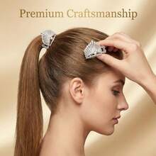 1Pc Women's Custom Luxury Angel Wings Hair Clip – Sparkly Pearl Crystal Crown, Strong Grip Anti-Slip, Elegant Versatile - Multicolor - View 9