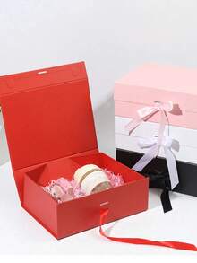 2 piezas, bolsa de regalo y caja de regalo, caja de regalo con tapa para regalos con cinta adecuada para cumpleaños, boda, Navidad, fiesta de soltero, caja de regalo, caja de regalo de propuesta, familia y amigos, Día de San Valentín - traje negro - Ver 5