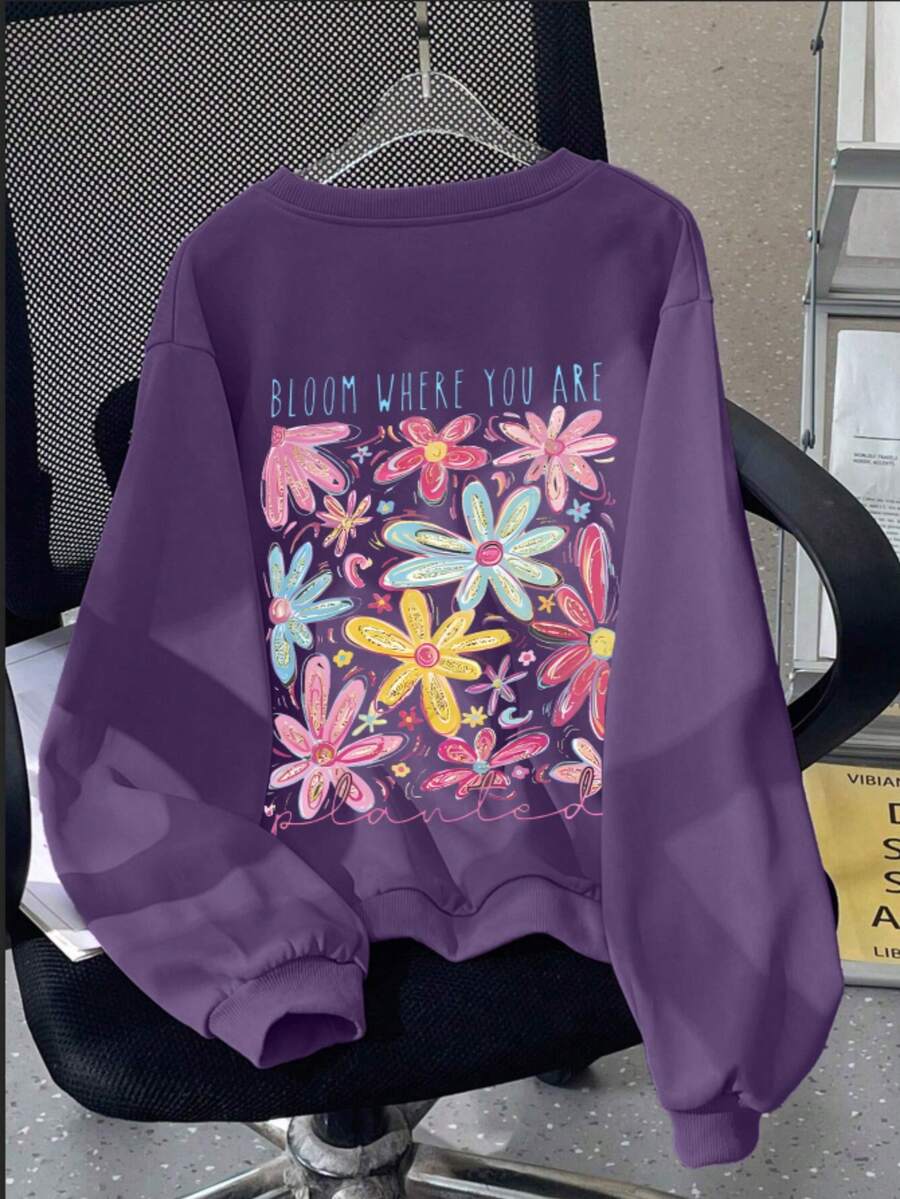 少女圆领套头衫,可爱又时尚,适合返校穿着。 - 紫色 - 查看 1