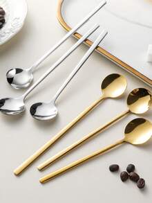 5件套咖啡浓缩咖啡勺、不锈钢搅拌勺、茶匙、长柄冰茶勺、冰淇淋勺、甜点勺、餐具，适用于家庭休闲、学校、公司、餐厅厨房、派对晚宴； - 彩色 - 查看 14