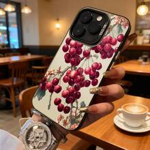 Funda de Teléfono con Patrón de Cereza Blanca para iPhone 14 13 12 11 Pro Max y  Galaxy S23 S22 S21 S20, Opción de Regalo Ideal para Todas las Temporadas - Plateado - Ver 3