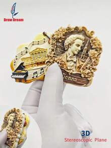 1pc Vienna Theme 3D Stereo Fridge Magnet, Creative Home Decor Gift Suitable For Home, Kitchen, Room, Office, Cabinet, Crafts, Holiday Souvenir, Exquisite Small Gift - Multicolor - View 3
