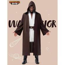 Spooktacular Creations Traje de tnica de caballero de Halloween para hombres, tnica marrn con capucha, traje renacentista para hombres para fiestas de disfraces de Halloween, cosplay - Grande - Ver 3
