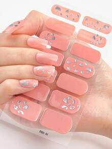 2片/套 全覆盖防水美甲贴纸，渐变金属效果美甲贴，美甲装饰贴，适合日常女性使用 - 彩色 - 查看 16