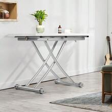 Multifunctional Dining Table, Adjustable Height Foldable Modern Coffee Table, White Banquet Table For Living Room, Dining Room - White - View 11