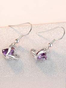 MONALLY 1 Set Romantic Heart-Shaped Crystal Earrings & Necklace Set, Women's Jewelry Silver Heart Pendant Necklace, Heart Choker Necklace, Perfect Valentine's Day Gift, Women's Fashion Accessories - Jewelry Set - View 8