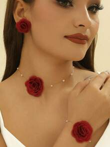 一套复古宫廷风格花卉优雅玫瑰首饰套装，在欧美地区广受欢迎 - 玫瑰花首飾套裝 - 查看 6