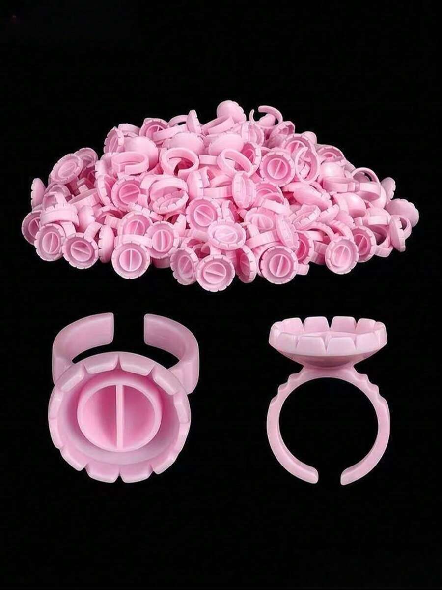 50/100/200PCS Glue Rings Lash Rings For Glue, Pigment Rings For Eyelash Extensions Eyelash Glue Holder Lash Glue Ring Smart Disposable Cups Pink - 彩色 - 查看 1