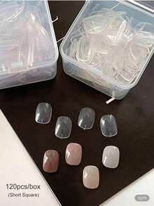 120片美甲板展示练习指甲，日式短方形椭圆杏仁形透明展示练习色卡美甲配件，初学者美甲沙龙练习用品 - 彩色 - 查看 8