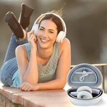 ALKOO 旅行硬壳便携包，兼容 Be/A/T/S/Solo 4/Studio Pro/Solo3/Studio3/Solo2/Solo Pro 蓝牙头戴式耳机（仅含包装盒）耳机盒 充电盒 收纳袋 男女通用 充电包 - 白色 - 查看 7