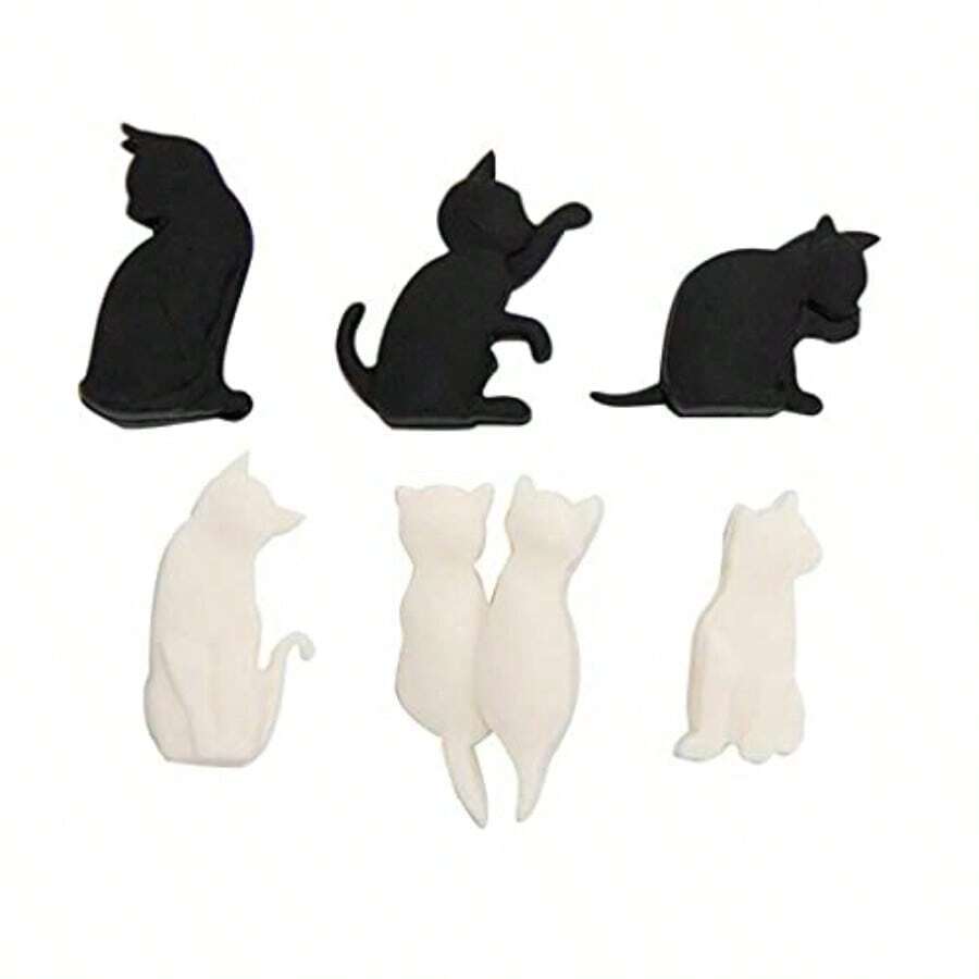 WSXC A FEI Wine Glass Markers Set Of 6 Cute Cat Silicone Drink Glass Charms Tags Cup Signs - 如圖 - 查看 1