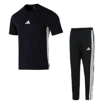 Adidas [Herrsportdräkt] M 3S SJ T rundhalsad t-shirt, kortärmad löpartopp + M 3S SJ TO PT stickade byxor, träningsbyxor för vardagsbruk
