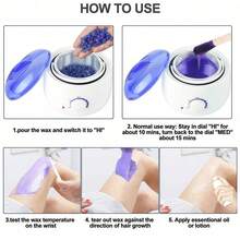 Hard Wax Hair Removal Kit - Wax Warmer + 4 Colored Wax Beans + Applicator Sticks - Salon-Grade Painless Hair Removal For Body/Legs/Underarms - Long-Lasting Results - Cross-Border E-Commerce Hot Seller ﻿ - EU C Type Plug(220-240V) - View 3