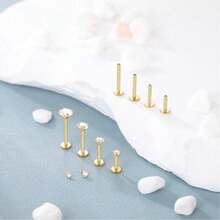 9Pcs 16G Labret Jewelry Surgical Steel Internally Threaded Lip Rings Nose Stud Earrings CZ Tragus Medusa Monroe Piercing Jewelry Set For Men Women - Multicolor - View 4