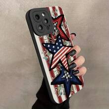 Una funda para teléfono con la bandera estadounidense, patrón de estrellas y rayas, una funda de protección personalizada elegante y clásica, una carcasa de TPU suave, textura mate para mejorar el agarre, un diseño artístico único del conjunto de fundas de protección para smartphone, diseño a prueba de golpes y caídas, resistente a las manchas y duradera, adecuada para  17/17 Pro/17 Pro Max/17 Air/ 16/16 Pro/16 Pro Max/16 Plus/ 15/15 Pro Max/15 Pro/15 Plus/ 14/14 Pro/14 Plus/14 Pro Max/ 13/13 Pro/13 Pro Max/12/12 Pro/12 Pro Max/11/11 Pro/11 Pro Max/XR/X/XS/XS Max. Es el regalo de cumpleaños perfecto para novias, novios, esposos, esposas, amigos o para uno mismo, innovador y a la moda, adecuado tanto para hombres - Negro 2657 - Ver 4