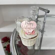 情人节快乐镂空玫瑰花金色镜面亚克力蛋糕装饰派对用品