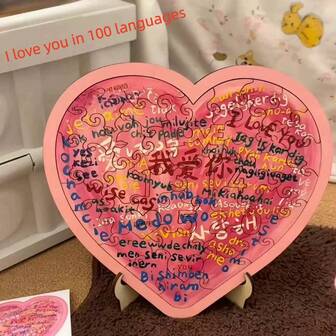1pc Creative Heart-Shaped Wooden Decor, 100 Languages I Love You Romantic Gift For Girlfriend On Valentine's Day