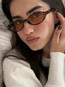 1PC Women's Casual Narrow-Frame Retro Oval Star-Studded Stylish Glasses, Suitable For Vacation Outings, Everyday Outfits, And Holiday Gifts - Multicolor - View 11