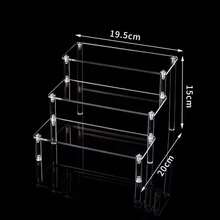 1-4 Tier Acrylic Desktop Display Rack, Transparent Tiered Cupcake, Perfume, Action Figure, Blind Box Storage Organizer - White - View 11