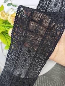 180cm/1pc Elastic Lace Trim, Clothing Accessory Decoration For Garment Hem, Collar - Black - View 8