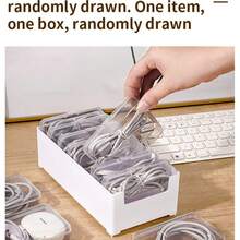 1 pieza Organizador de gestión de cables de escritorio, soporte para cables de carga, enrollador de cables para cargador de teléfono - Blanco - Ver 5