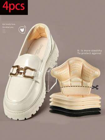 4pcs Loafer Shoe Insoles, Soft Cushion Inserts For Women, Adjustable Size, Comfortable, Sweat-Absorbing, Odor-Resistant, Anti-Slip