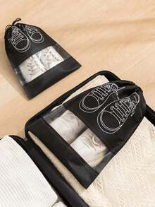 Conjunto de 20 Sacos Organizadores para Sapatos, à Prova de Poeira, com Fecho de Cordão, Transparentes e Impermeáveis, Ideais para Viagens, Atividades ao Ar Livre e Passeios.