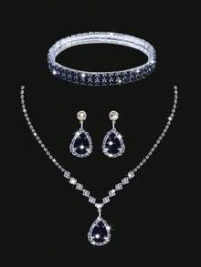 Glamorous,Exquisite,Quiet Luxury Women's Elegant Sparkling Decoration Evening Clutch Bag With Diamond Chain Strap And Bracelet, Necklace, Earrings Set For Party Sequins Flap Clutch Bag Buckle Evening Event Party Bag Metal Chain Crossbody Bag For Party Girl,Woman,Bride Perfect For Party,Wedding,Prom,Dinner/Banquet. The Best New Year & Valentines' Gift Set. - Black - View 5