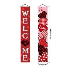 Conjunto de 2 faixas decorativas em formato de coração para o Dia dos Namorados, placa de boas-vindas vermelha com a palavra "Amor", 29,97 x 180,09 cm, estilo contemporâneo, poliéster, ideal para pendurar na parede em varandas, pátios, ambientes internos e externos. Perfeita para casamentos, noivados, aniversários e eventos de primavera e inverno. - Multicolorido - Ver 5