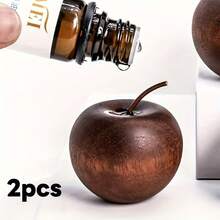2pcs Solid Wood Apple Diffuser, Natural Sapele Wood Apple Shaped Diffuser - Solid Wood Essential Oil Diffuser, Solid Wood Texture, Practical Tool, Exquisite Decorative Piece. Drop In Essential Oil To Naturally Disperse Fragrance, Adds A Pleasant - Multicolor - View 7