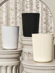 1pc Black/White Household Trash Can, Large Capacity, Suitable For Bedroom, Bathroom, Kitchen, Can Be Used As Garbage Can, Tissue Box, Waste Bin, Also Suitable For Office, Bedroom, Kitchen, Bathroom And Living Room, Open-Mouth Design, Large Capacity, Desktop Style. [M Size Is Relatively Small, Suitable For Desktop Trash Can. Larger Size Is Recommended.] - Multicolor - View 6