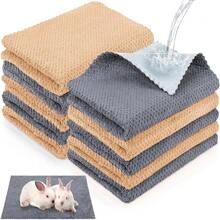 10 piezas impermeables de conejillo de indias para orinar cobayas gato perro mantas forros de jaula de hámster, accesorios de jaula de forro polar coral para animales pequeños, mantas de ropa de cama - café, gris (Gray Coffee) - Ver 11