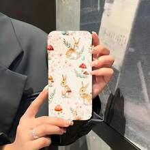 1PC Phone Case ,  Bunnies Mushrooms Flowers Leaves Stars , Stylish Phone Case, Phone Decoration, All-around Lens Protection, Creative Small Gift, Funny Gift for Boys and Girls - Negro - Ver 5
