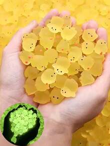 1/10/20pcs Glow-In-The-Dark Mini Resin Chick Figurines, Handmade Cute Creative Chick Decor, Suitable For Crafts, Car Decor, Party Favors, Compact Glowing Mini Chick Ornaments, Vibrant Colors, Slight Color Variation Possible In Bulk Production - Yellow - View 2