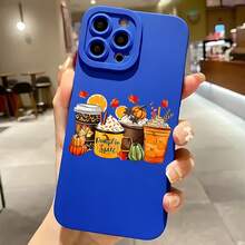 2026 nueva funda de teléfono esmerilada, diseño de bebidas de otoño de latte de calabaza para  17 14 Pro Max  17 13  17 12 funda protectora de teléfono  Galaxy S23 S22 S21 regalo de pareja para él y ella regalo de vacaciones - Negro - Ver 4