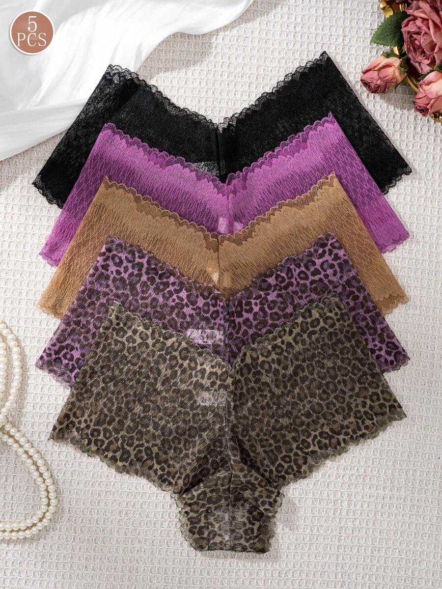 5pcs/Pack Women's Sexy Lace Briefs - 彩色 - 查看 1