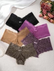 5 piezas/paquete Bragas de encaje sexy para mujer - Multicolor - Ver 3