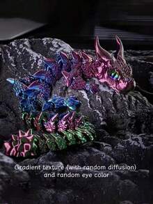 1件2026新款3D打印夜光水晶龙，带翅膀，逼真可动关节，渐变桌面摆件，男孩玩具，精致生日礼物，节日派对礼品；1件3D打印迷人甲龙雕像，黑红配色，PLA材质，无需电池，夜光系列需阳光或紫外线灯照射才能发出彩虹般的光芒，适合汽车装饰、家居及办公室装饰、客厅装饰。 - 彩色 - 查看 21