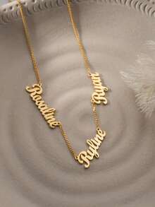 1 Personalized Name Customization, 1-3 Name Customization, Different Chain Styles To Choose From, 18k Gold Stainless Steel Jewelry Necklace, Different Fonts To Choose From, Suitable For Daily Wear, Customized Styles, Valentine's Day, Family, Mother's Day, Christmas Styles, Including Exquisite Gift Boxes. - Gold - View 7