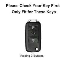 ABS碳纤维纹理汽车钥匙壳，适用于大众Polo、高尔夫、帕萨特、甲壳虫、途观、西雅特Leon、Altea、柯迪亚克 - 碳纖色 - 查看 2