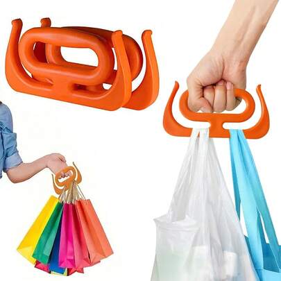 1 PIEZA Soporte pesado para bolsas de compras - Ganchos ergonómicos multiusos, soporte para bolsas de compras, portador de bolsas de supermercado, asas para bolsas de plástico, herramientas para levantar bolsas, asas anti-estrangulamiento, para transportar comestibles, transportar bolsas de plástico con asas, comprar comestibles, viajar, hogar y cocina | Organizador portátil que ahorra esfuerzo