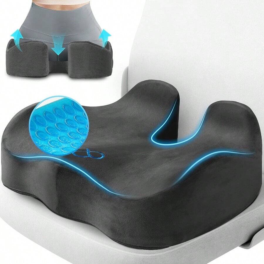 XZGB Seat Cushion Gel Chair Cushions Office Chair Cushions Anti-Slip Bottom And Removable Cover Tailbone Pain Relief Cushion Memory Foam Seat Cushion For Office Wheelchair Car Grey - Xám - Xem 1