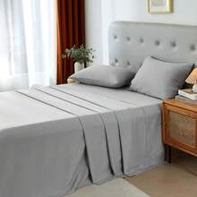 3/4 Pieces Sheet Set, Cooling Sheets For 3 Pieces Twin Sheet Set With Pillowcase, Full/Queen/King Size Bed Set With 4Pieces, Derived From Microfiber, Breathable & Soft, Deep Pocket Up To 16", Hotel Luxury Silky Bedding For Hot Sleepers - 灰色 - 查看 5